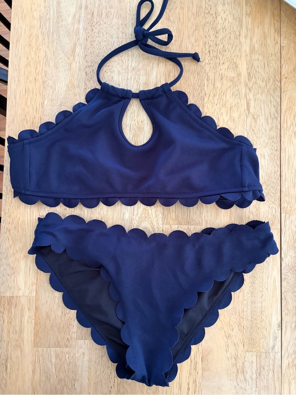 Scalloped Navy Bikini Swim Set - Navy